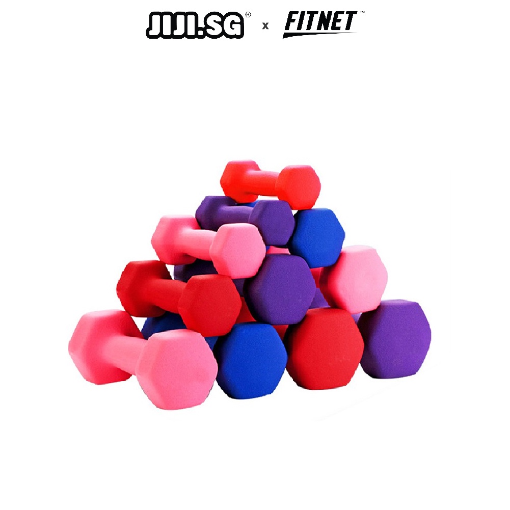 (JIJI.SG x FITNET) Neoprene Dumbbell / Neoprene / Cast Iron / Dumbbell / Perfect Shape / Weight Available 1-5KG