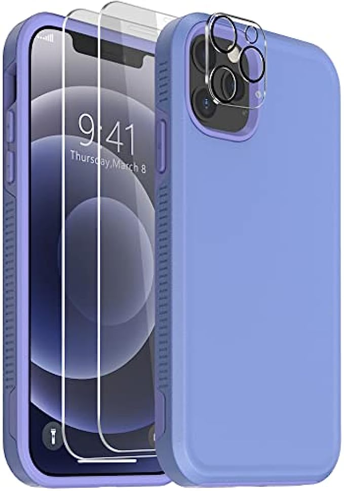 Guirble Compatible with iPhone 12 Case/iPhone 12 Pro Case,Dropproof Shockproof Phone Case for iPhone 12,Rugged Heavy Duty for iPhone 12 Phone Case 6.1 Inch(Light Purple)