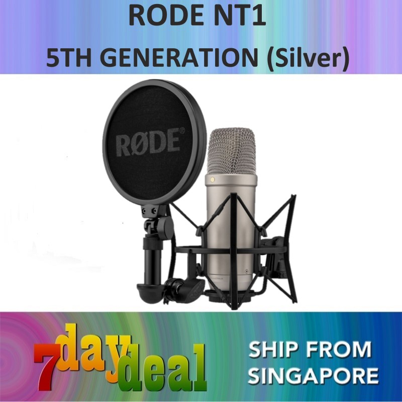 Rode NT1 5th Generation Cardioid Condenser XLR/USB Microphone (Silver)