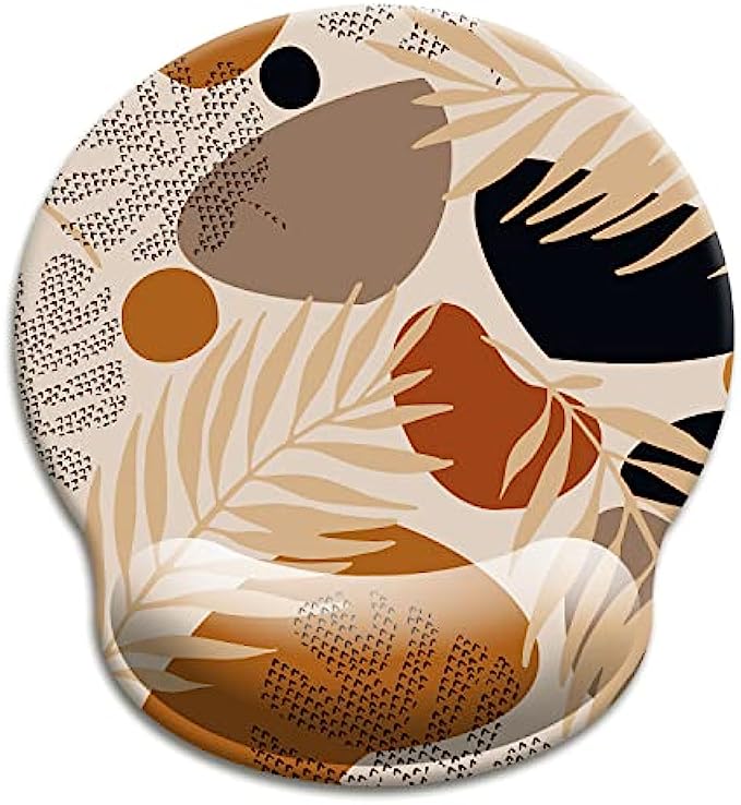 HOPONY Ergonomic Mouse Pad with Wrist Support Gel Mouse Pad with Wrist Rest, Comfortable Computer Mouse Pad for Laptop, Pain Relief Mousepad with Non-Slip Rubber Base, 9 x 10 in,Abstract Plants