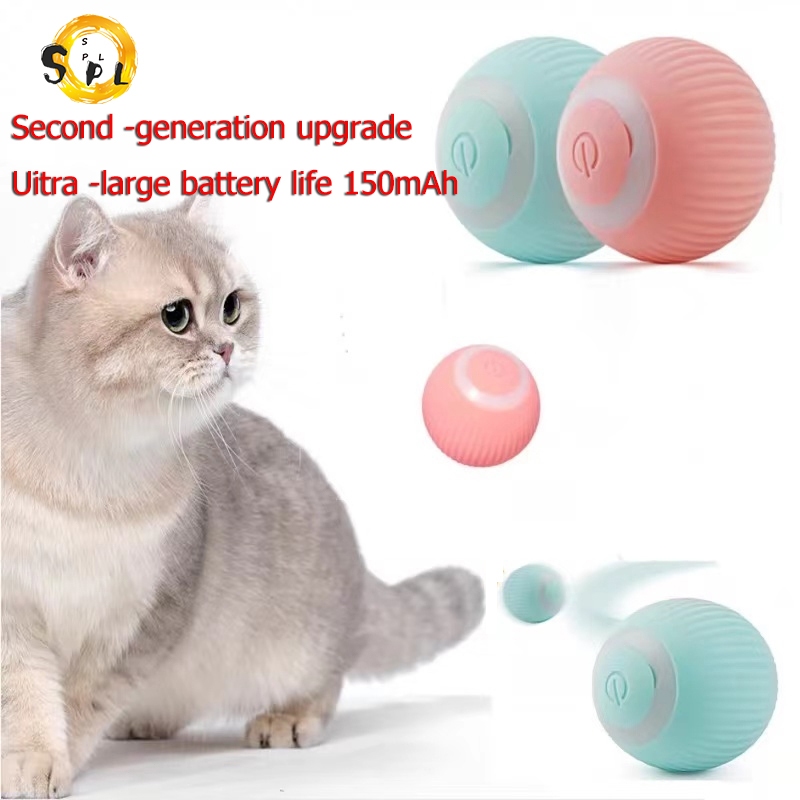 【SG STOCK】Indoor Playing Automatic Rolling Ball Electric Cat Ball Toy Multi-Color for Cats Training Self-moving Toy