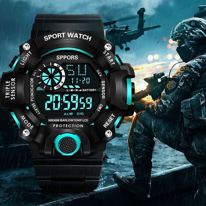 Multifunctional luminous waterproof and anti-fall sports men's watch